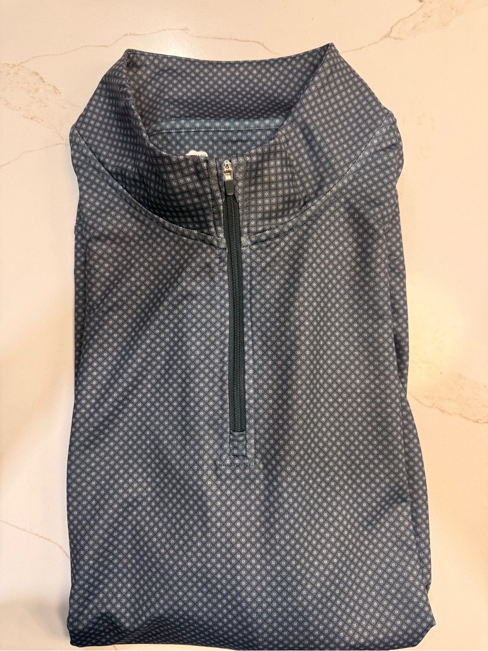Men's Blue Geo-Print Quarter-Zip Sweater